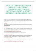 MHA 710 EXAM 3 LSUS EXAMS WITH ACTUAL CORRECT QUESTIONS AND VERIFIED DEFINED ANSWERS ALREADY GRADED A+ GUARANTEED PASS