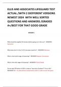 ELLIS AND ASSOCIATES LIFEGUARD TEST ACTUAL /WITH 2 DIEFFERENT VERSIONS NEWEST 2024  WITH WELL SORTED QUESTIONS AND ANSWERS /GRADED A+/BEST FOR THAT GOOD GRADE 