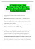 AWMA Module 4 Quiz  Considerations For Business  Owners Exam Questions With  Complete Solutions