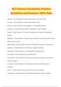 ACT Science Vocabulary Practice Questions and Answers 100% Pass