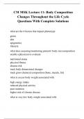 CM MSK Lecture 11: Body Composition Changes Throughout the Life Cycle Questions With Complete Solutions