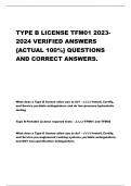 TYPE B LICENSE TFM01 2023-2024 VERIFIED ANSWERS {ACTUAL 100%} QUESTIONS AND CORRECT ANSWERS.