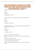 ENLIGHTENMENT AND REVOLUTIONS PRACTICE TEST REVISED QUESTIONS AND ANSWERS / SURE A+