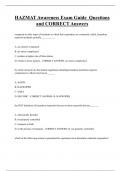 HAZMAT Awareness Exam Guide Questions  and CORRECT Answers