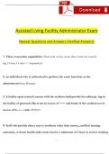 Assisted Living Facility Administrator Exam 2024 Expected Questions and Answers (2024 / 2025) (Verified Answers)