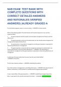 NAB EXAM  TEST BANK WITH COMPLETE QUESTIONS WITH  CORRECT DETAILED ANSWERS  AND RATIONALES (VERIFIED  ANSWERS) |ALREADY GRADED A   