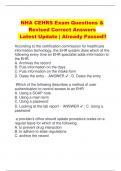 NHA CEHRS Exam Questions &  Revised Correct Answers  Latest Update | Already Passed!!