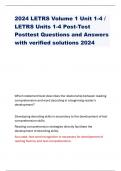 2024 LETRS Volume 1 Unit 1-4 / LETRS Units 1-4 Post-Test Posttest Questions and Answers with verified solutions 2024