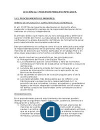 Lección 62. El procedimiento de menores.