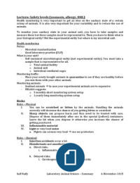 LAS: Safety Levels (Zoonosis, allergy, BHL)