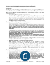 LAS: Anesthesia, Pain Management and Euthanasia