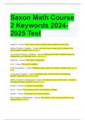 Saxon Math Course 2 Keywords 2024-2025 Test