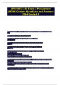 WVU NSG 310 Exam 3 Postpartum (MOM) Content Questions and Answers 2024 Graded A