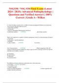 NSG530 / NSG 530 Final Exam (Latest 2024 / 2025): Advanced Pathophysiology | Questions and Verified Answers | 100% Correct | Grade A - Wilkes