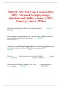 NSG530 / NSG 530 Exam 1 (Latest 2024 / 2025): Advanced Pathophysiology | Questions and Verified Answers | 100% Correct | Grade A - Wilkes