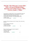 NSG530 / NSG 530 Exam 1 (Latest 2024 / 2025): Advanced Pathophysiology | Questions and Verified Answers | 100% Correct | Grade A - Wilkes