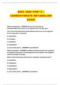 BIOC 3560 PART C ; CARBOHYDRATE METABOLISM EXAM 