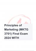 Principles of Marketing (MKTG 3701) Final Exam 2024 