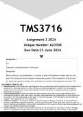 TMS3716 Assignment 3 (ANSWERS) 2024 - DISTINCTION GUARANTEED