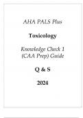 AHA PALS Plus Toxicology Knowledge Check 1 (CAA Prep) Guide Q & S 2024.