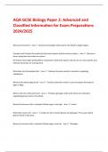 AQA GCSE Biology Paper 2: Advanced and  Classified Information for Exam Preparations 2024/2025