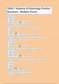 TEAS 7 Anatomy & Physiology Practice - Multiple Choice Questions and 1 other Questions