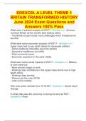 EDEXCEL A LEVEL THEME 1 BRITAIN TRANSFORMED HISTORY June 2024 Exam Questions and Answers 100% Pass