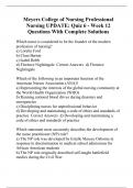 Meyers College of Nursing Professional Nursing UPDATE: Quiz 6 - Week 12 Questions With Complete Solutions