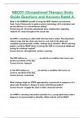 NBCOT (Occupational Therapy) Study  Guide Questions and Answers Rated A.