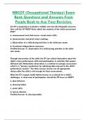 NBCOT (Occupational Therapy) Exam  Bank Questions and Answers From  Purple Book to Ace Your Revision