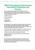 NBCOT (Occupational Therapy) Practice  Exam Prep B 170 Questions and  Answers.