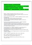 Package deal for MERCHANT MARINER FUNDAMENTALS EXAM 2 STUDY GUIDE QUESTIONS WITH CORRECT ANSWERS 100% 2024