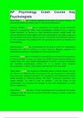 AP Psychology Crash Course Key Psychologists Questions with 100% Actual correct answers | verified | latest update | Graded A+ | Already Passed | Complete Solution 2024 - 2025
