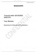   Tutorial letter 201/0/2020 SAE3701 Year Module  Department of Educational Foundations