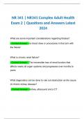 BUNDLE for NR 341 (NR341) Complex Adult Health Exam | Questions and Answers Latest 2024 | Chamberlain