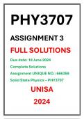 PHY3707 Assignment 3 Complete Solutions UNISA 2024 Solid State Physics