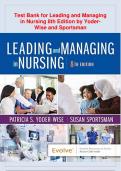 Test Bank for Leading and Managing in Nursing 8th Edition by Yoder-Wise and Sportsman