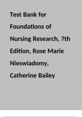 Test Bank for Foundations of Nursing Research 7th Edition By Rose Marie Nieswiadomy; Catherine Bailey Chapter 1-20 Complete Guide A+