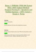 Exam 1: PNR206 / PNR 206 (Latest 2024 / 2025 Update) Medical-Surgical Nursing II | Questions and Verified Answers | 100% Correct | Grade A - Fortis