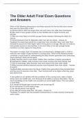 The Older Adult Final Exam Questions and Answers 2024 (Graded A)