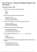 Answer Key for "Character Playbook Module 1 Pre-Assessment  QUESTIONS WITH 100% CORRECT ANSWERS/ A+ GRADE