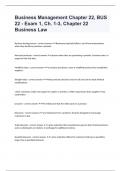 Business Management Chapter 22, BUS 22 - Exam 1, Ch. 1-3, Chapter 22 Business Law with 100% correct answers