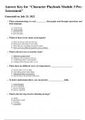 Answer Key for Character Playbook Module 1 T0 4 Pre-Assessment Questions and Answers 2024 / 2025 (Verified Answers by Expert)