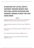 NJ BOATING TEST ACTUAL /WITH 4 DIFFERENT VERSIONS NEWEST 2024 WITH WELL SORTED QUESTIONS AND ANSWERS /GRADED A+/BEST FOR THAT GOOD GRADE 