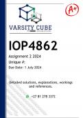 IOP4862 Assignment 2 (DETAILED ANSWERS) 2024 - DISTINCTION GUARANTEED