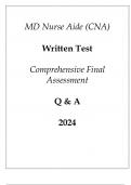 MD Nurse Aide (CNA) Written Test Comprehensive Final Assessment Q & A 2024