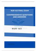 NUR 163 Final Exam Comprehensive Questions with 100% Correct Answers 