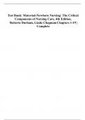 Test Bank for Maternal-Newborn Nursing: The Critical Components of Nursing Care, 4th Edition, Roberta Durham, Linda Chapman ISBN 9781719645737 Chapter 1-19 | Complete Guide A+