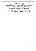 Test Bank: Foundations of Maternal-Newborn and Women’s Health Nursing, 8th Edition by Murray - Chapters 1-28, 9780323827386 | Rationals Included