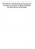 Fundamentals of Nursing Care Concepts, Connections & Skills 3rd Edition Test Bank By Marti Burton, David Smith, Linda J. May Ludwig | Chapter 1 – 38, Latest - 2024|